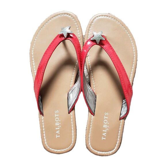 Talbots Women's Sandals Flip Flop Red Slip On Casual Toe Post Open Toe Low Top 9 - Picture 2 of 5